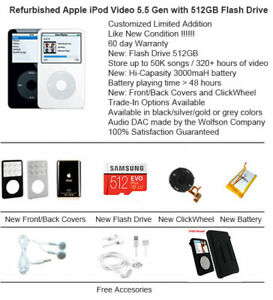 Flash 512 Go remis à neuf personnalisé Apple iPod vidéo 5,5 gén comme neuf multicolore