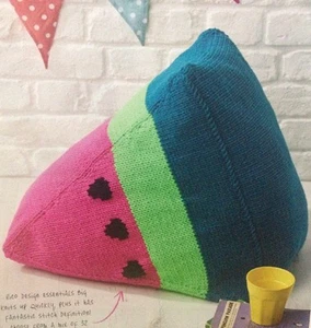 Watermelon Fruit Cushion/Bean Bag Chunky KNITTING PATTERN - 30cm Tall - Picture 1 of 2