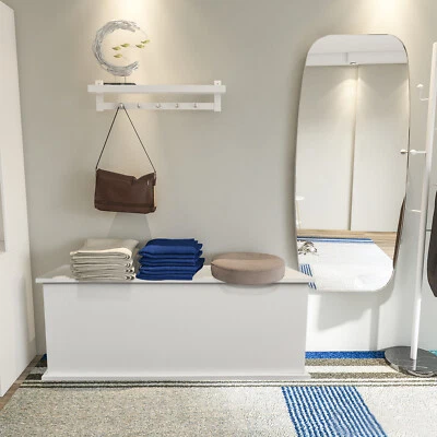 Caja de madera elevadora de maletero de almacenamiento para organizador de banco de entrada blanco Foto 1 de 4