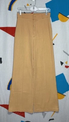 Calça vintage anos 70 perna larga parte inferior do sino 28x30 algodão pêssego hippie cintura alta - Imagem 1 de 4