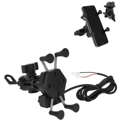 PORTA CELLULARE PER MOTO BICI UNIVERSALE CON CARICA USB SUPPORTO SMARTPHONE GPS - Immagine 1 di 4