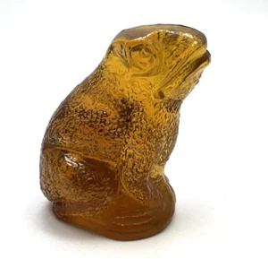 Rare Mosser Frog Figurine Amber Satin Czech Glass Dull Yellow Florescence - Picture 1 of 11