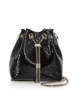 Jimmy Choo Bon Bon Metallic BLACK Patent Leather Mini Bucket Bag***$1,225***NWT - Picture 1 of 18