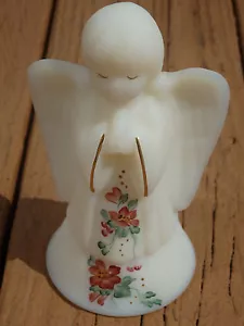 Fenton Art Glass Angel Figurine With Handpainted Gold Trim and Red Flowers - Picture 1 of 5