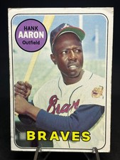 1969 Topps Baseball Card Hank Aaron #100 BV $300 Vg Range KB