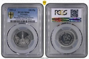 Germany Weimar Notgeld 150 Pfennig 1921 Bavarian Ludwig Railway PCGS MS66 coin - Picture 1 of 1