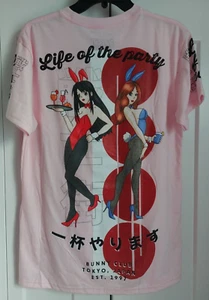 FRESH LAUNDRY MEN'S PINK SHIRT LIFE OF THE PARTY BEER SEXY ANIME BUNNY M NWT - Picture 1 of 5