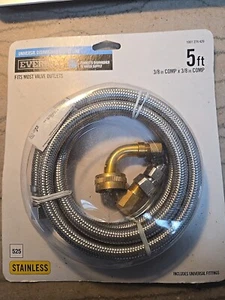 Everbilt Universal Dishwasher Supply Line Stainless Steel 3/8" Comp x  3/8" Comp - Picture 1 of 2