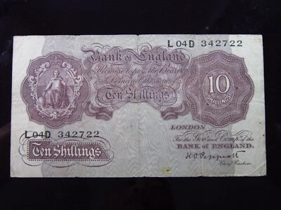 Reino Unido 10 chelines ND 1940-1948 P366 h2728157 Banco de Inglaterra Gran Bretaña tiempos de guerra Foto 1 de 2