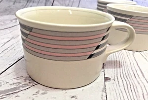 Mikasa Intermezzo Coffee Cups Saucer Art Deco Ivory Gray Black IntagIio Lot of 9 - Picture 1 of 11