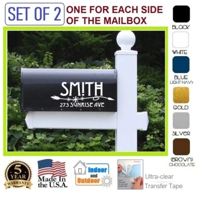 SET OF 2  CUSTOM PERSONALIZED VINYL MAILBOX NUMBERS NAME DECAL, (Model 23) - Image 1 of 4