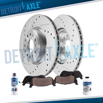 14.88 inch Front Drilled Rotors and Ceramic Brake Pads for 2019 - 2025 Ram 1500 - Image 1 of 4