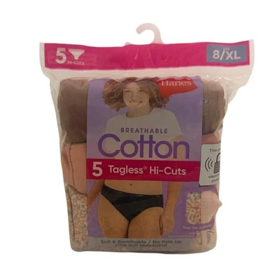 Paquete de 5 bragas Hanes Cool Comfort de algodón para mujer de corte alto multicolor talla 8 XL Foto 1 de 2