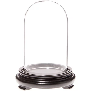 Plymor 3" x 5" Glass Display Dome Cloche (Black Wood Veneer Footed Base) - Picture 1 of 1
