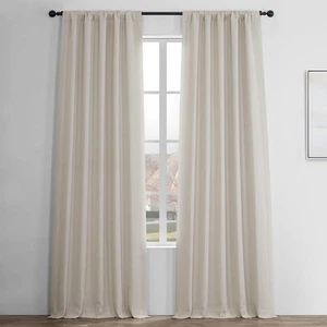 Faux Linen Textured Room Darkening Curtains for Bedroom 108 Inches Long (1 Pa... - Picture 1 of 9