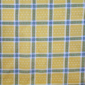 Vtg Joan Kessler Plaid Fabric Polished Cotton Yellow Gray Teal White 3 Yd x 44 - Picture 1 of 6