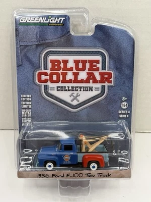 Grúa Ford F-100 1956 Greenlight '56 Gulf cuello azul Foto 1 de 4