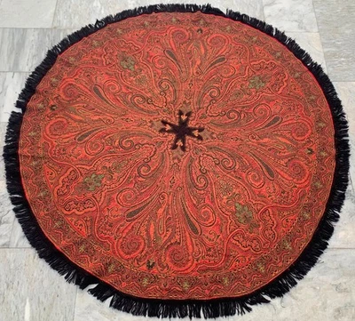 Vintage Hand Woven Paisley Shawl Women Shawl Woolen Textile 4x5 ft Free Ship - Image 1 of 4
