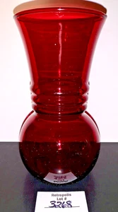 Anchor Hocking Ruby Red Glass 3 Ring Flower Vase Vintage - Picture 1 of 7