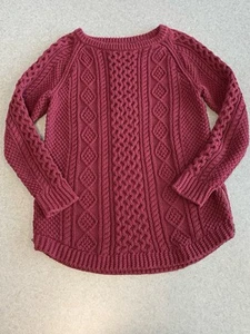 Maglione Tunica Pescatore Cotone Firmato L.L Bean Borgogna—Media Donna - Foto 1 di 4