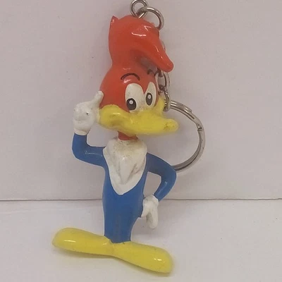 Vintage 1980s Woody Woodpecker 2.75" Rubberized Vinyl  Keychain TM & Lantz EUC - Image 1 of 3
