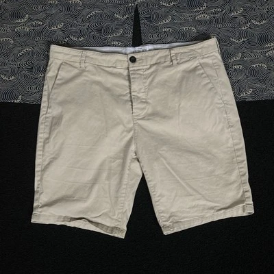 TOPMAN Pantalones Cortos Chinos Elásticos 36 Para Hombres Marrón Ish Botón Mosca Bolsillos Casual Patín Foto 1 de 4