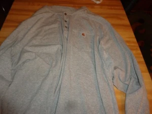 Carhartt Herren 3XL grau LOOSEl Fit Langarm SHIRT Tasche 1/4 KNOPF - Bild 1 von 5