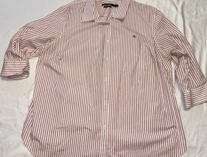 Lauren Ralph Lauren 3X Blouse Red and White Stripe Cotton No Iron Stretch EUC! - Picture 1 of 6