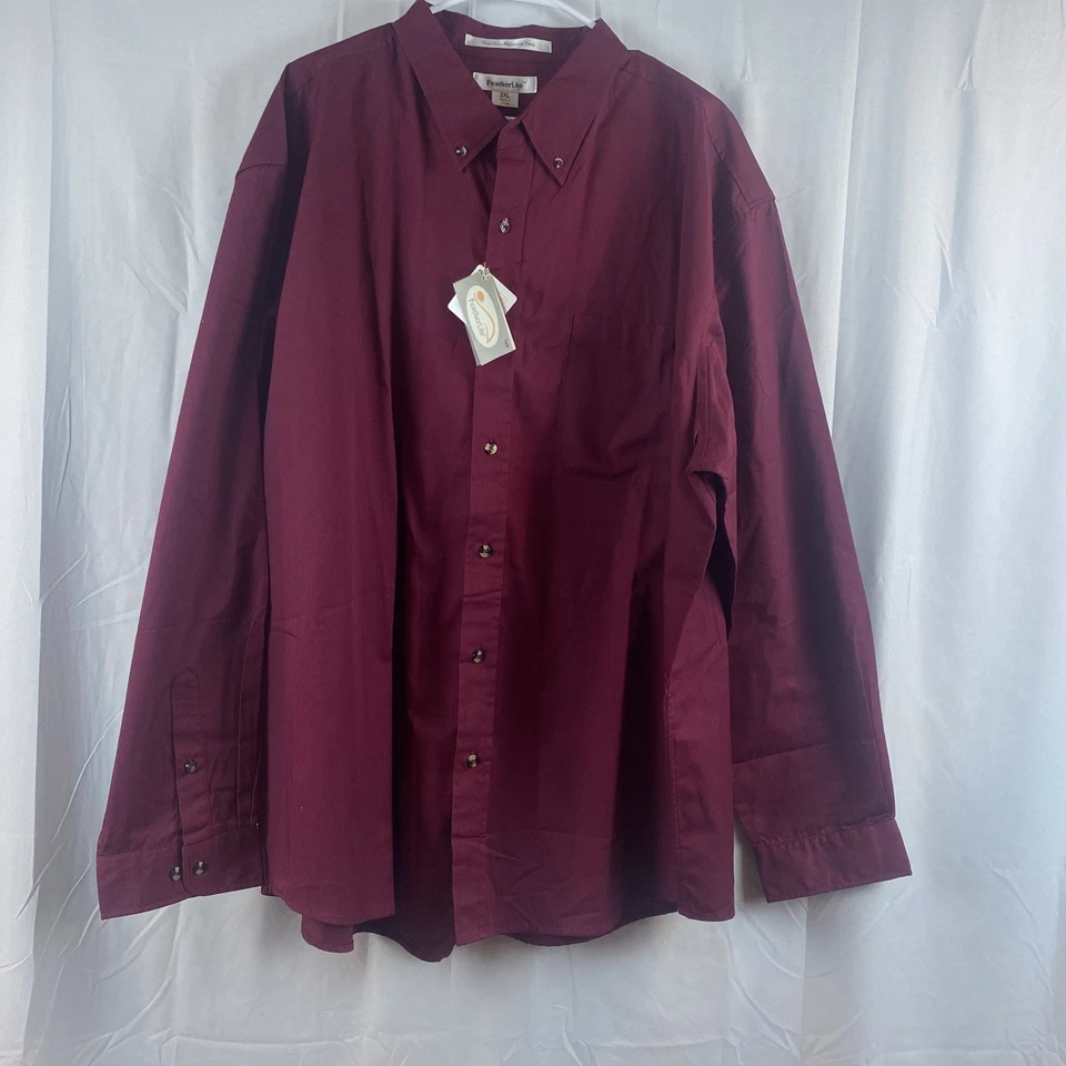 New Men’s Size 3XL Featherlite Stain Resistant Twill Maroon Long Sleeve - Image 1 of 4