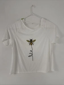 “Women’s White Bee Graphic Tee Shirt ‘Let It Bee’ Casual Short Sleeve Top 5XL - Picture 1 of 9