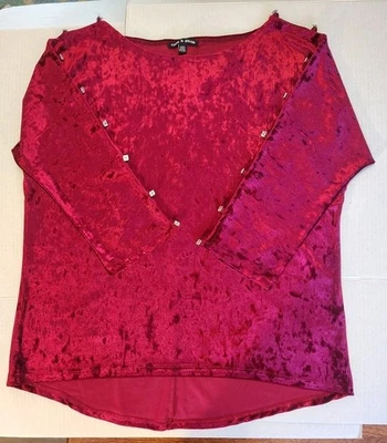 Top grande de cristal de terciopelo rojo/borgoña con cable y calibre para mujer vacaciones Foto 1 de 4