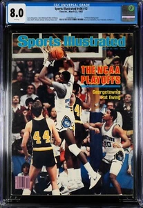1982 Newsstand Sports Illustrated Basketball Patrick Ewing 1st Cover CGC 8.0 RC - Picture 1 of 2