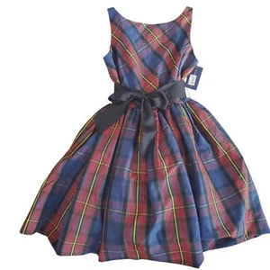 NWT Ralph Lauren Dress Girls 12 Taffeta Fit flare Tartan Plaid Christmas Holiday - Picture 1 of 15