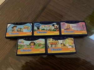 Lot Of 5 VTech V.Reader Learning Games Cartridges Disney & More - FREE SHIP ! - Picture 1 of 1