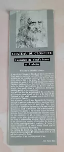 Vintage CHATEAU DU CLOS-LUCE BROCHURE Leonardo Da Vinci's Home Amboise - Picture 1 of 2