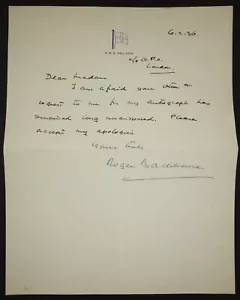 Admiral of the Fleet Roger Roland Charles Backhouse (1878-1939) Signed Letter - Picture 1 of 2