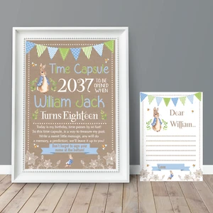 Personalisierte Peter Rabbit Zeitkapsel Druck & Zeitkapselkarten 1. Geburtstag - Bild 1 von 4