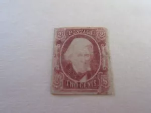 CSA #8 Andrew Jackson 1863 2c Stamp Appears Unused-No Gum- With Prior Hinge - Picture 1 of 2