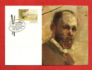 1989 AUSTRALIAN ARTIST postcard MAXICARD stamp TOM ROBERTS art painting - Picture 1 of 2