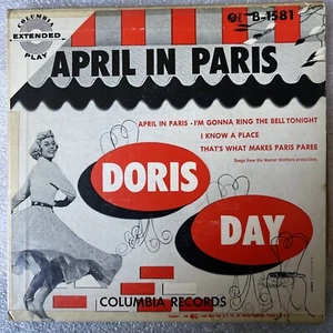DORIS DAY April In Paris 45 rpm Record Columbia Extended Play 4 Songs Excellent - Imagen 1 de 6