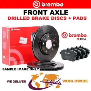 BREMBO XTRA Drilled Front BRAKE DISCS + PADS for RENAULT DUSTER 1.6 16V 2012->on - Picture 1 of 8