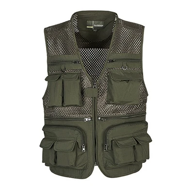 Men's Vest Multi-pocket Climbing Mesh Fishing Waistcoat Sleeveless Jacket Casual - Image 1 of 4