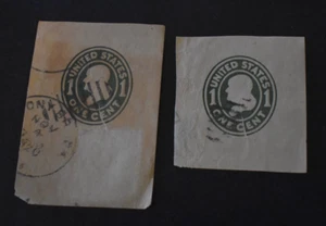 2 - 1907 - U.S. Envelope Amber Cuts Sc# U40 1 Cent Franklin - Used - Picture 1 of 3