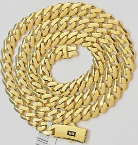 10k Yellow Gold Miami Cuban Royal Monaco Curb Link Chain 9mm Necklace 24" REAL