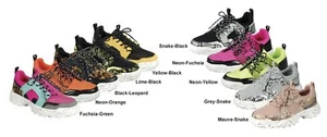 New Women's Colorblock Animal Print Fashion Sneaker Lace Up Low Platform Heel - Picture 1 of 4