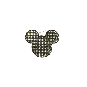 Disney Parks Pin Trading Mickey Mouse Icon White Jeweled Crystal Ears Pin - Bild 1 von 3
