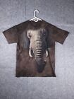 The Mountain Elephant Shirt Mens Large Tie Dye Brown Allover AOP Short Sleeve