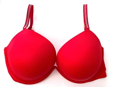 PINK Victoria's Secret Bra Super Push Up Shine Strap Atomic Red w/ Shine Nwt 36D - Image 1 of 3