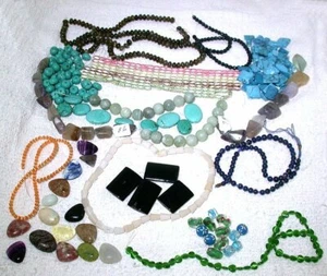 TWO POUNDS BEAD STRANDS CABS LOOSE BEADS BELOW COST CLOSEOUTS DD#13 - Picture 1 of 3