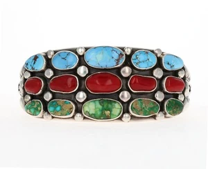 Multi-Color 3-Row Bracelet By Navajo Artist Verdy Jake - Picture 1 of 5